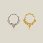 14K Solid Gold Beaded Clicker Tri-Hoop – Anygolds