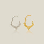 14K Solid Gold Beaded Clicker Tri-Hoop – Anygolds