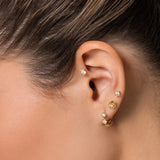 14K Solid Gold Teardrop Stone Stud – Anygolds