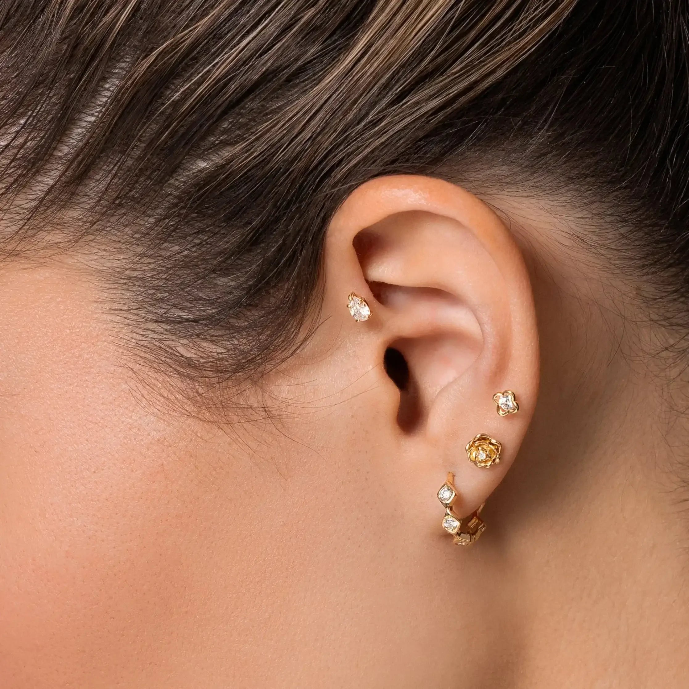 14K Solid Gold Teardrop Stone Stud – Anygolds
