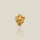 14K Solid Gold Diamond Rose Stud – Anygolds