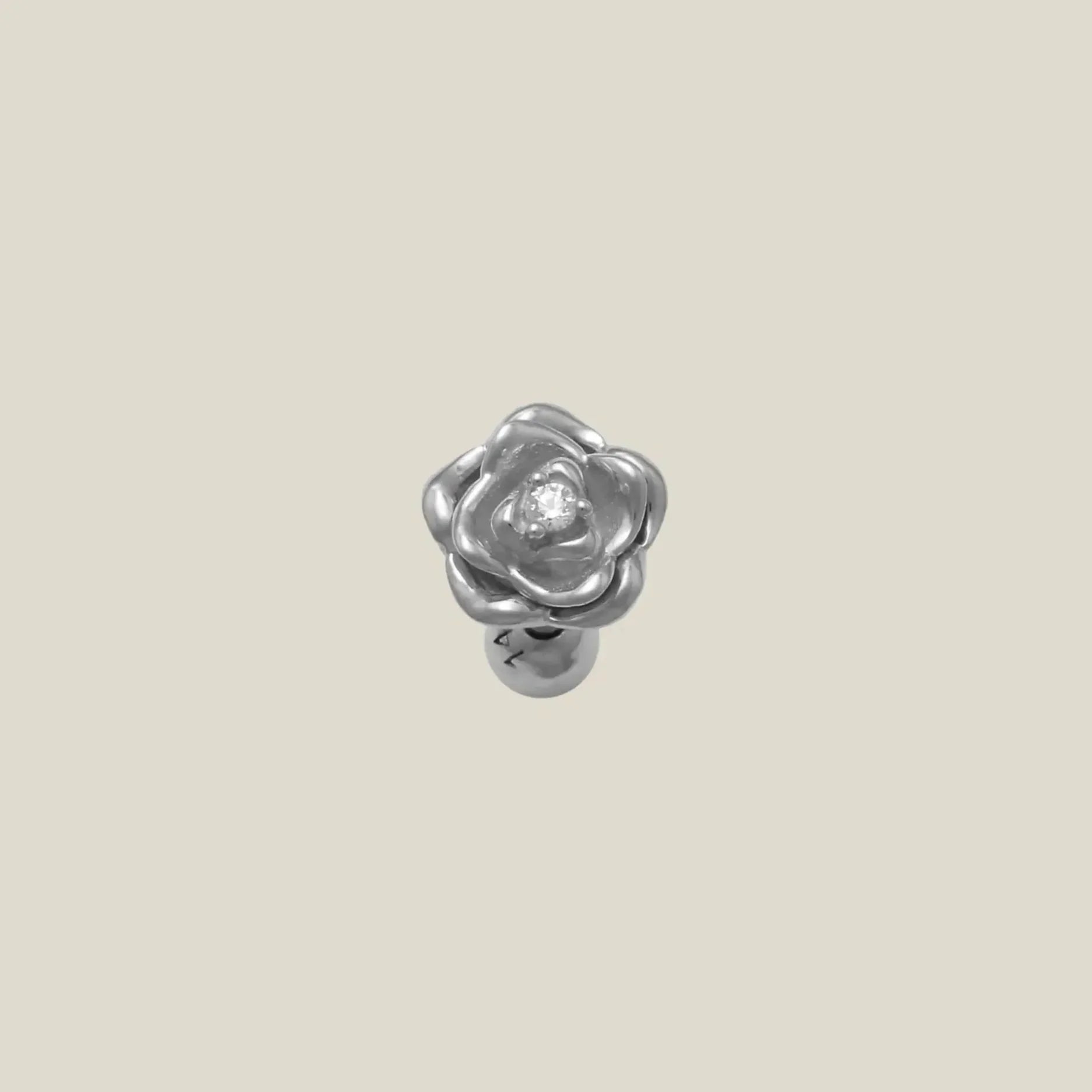 14K Solid Gold Diamond Rose Stud – Anygolds