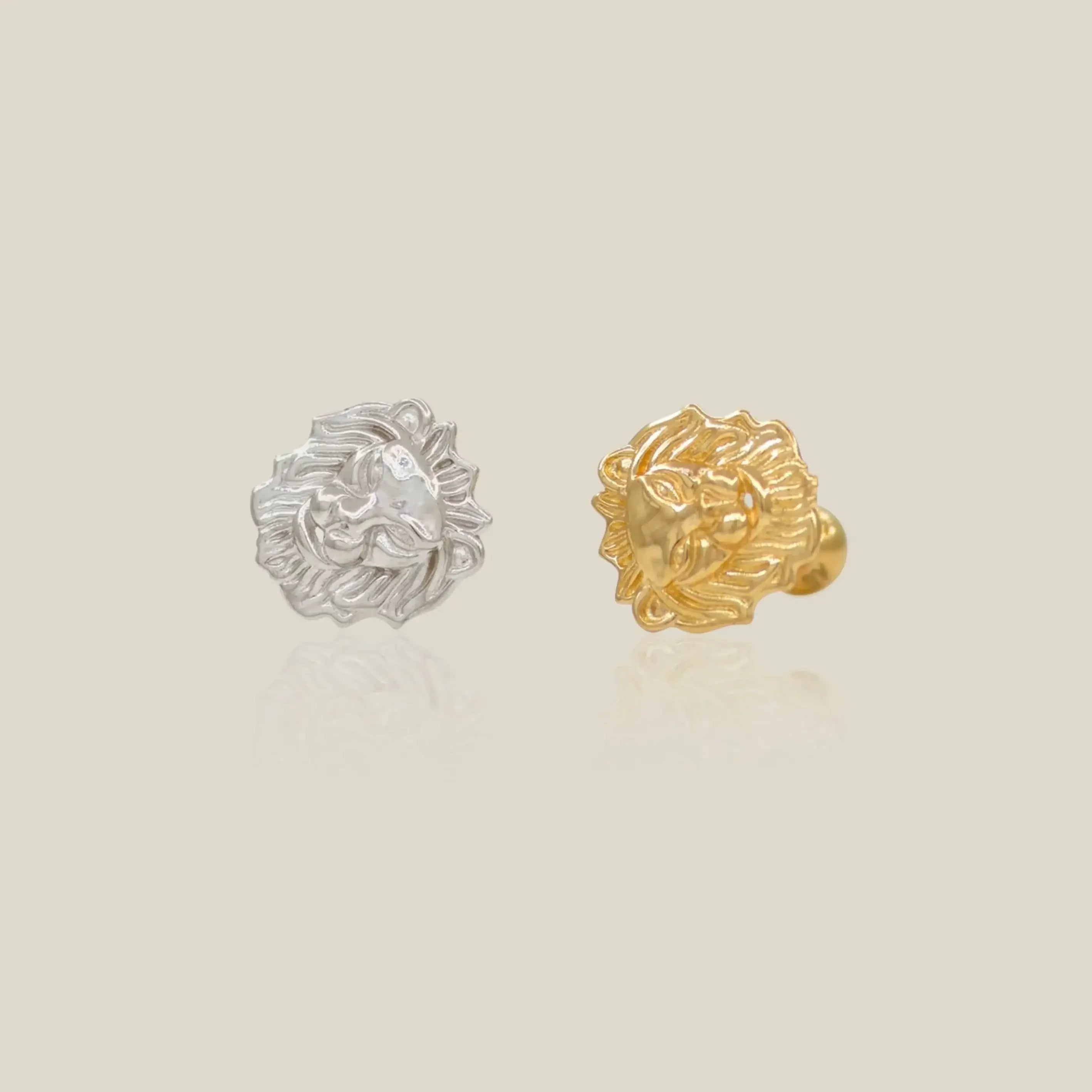 14K Solid Gold Lion Stud – Anygolds