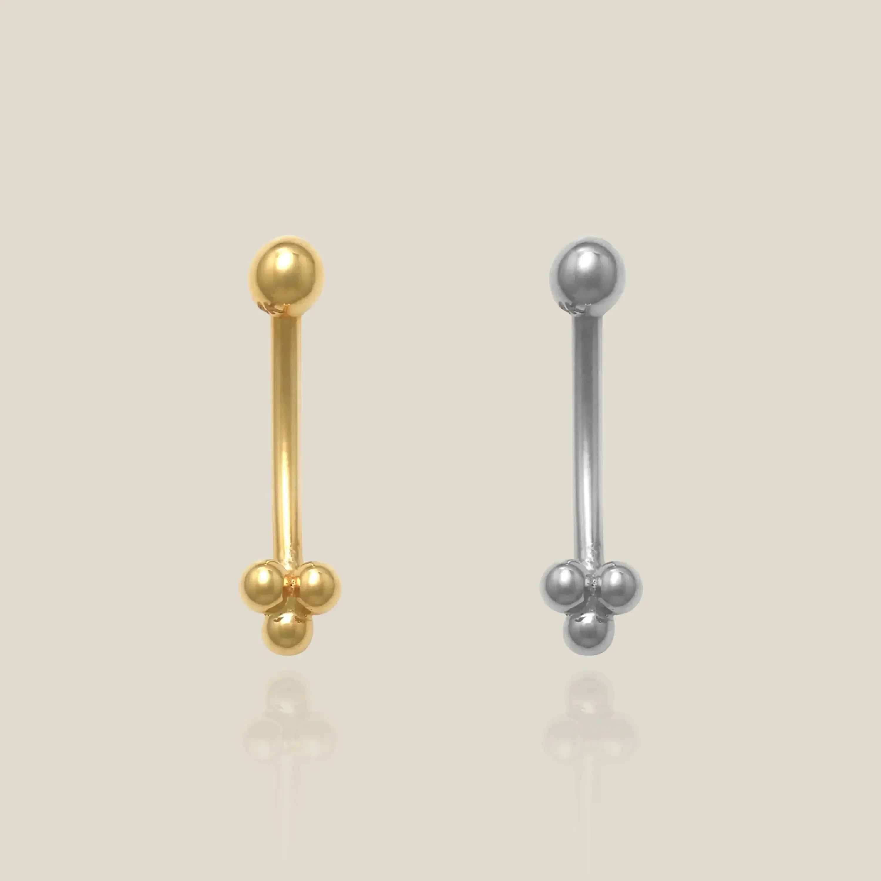 14K Solid Gold Trinity Floral Curved Barbell – Anygolds