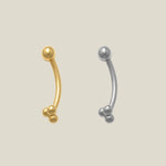14K Solid Gold Trinity Floral Curved Barbell – Anygolds