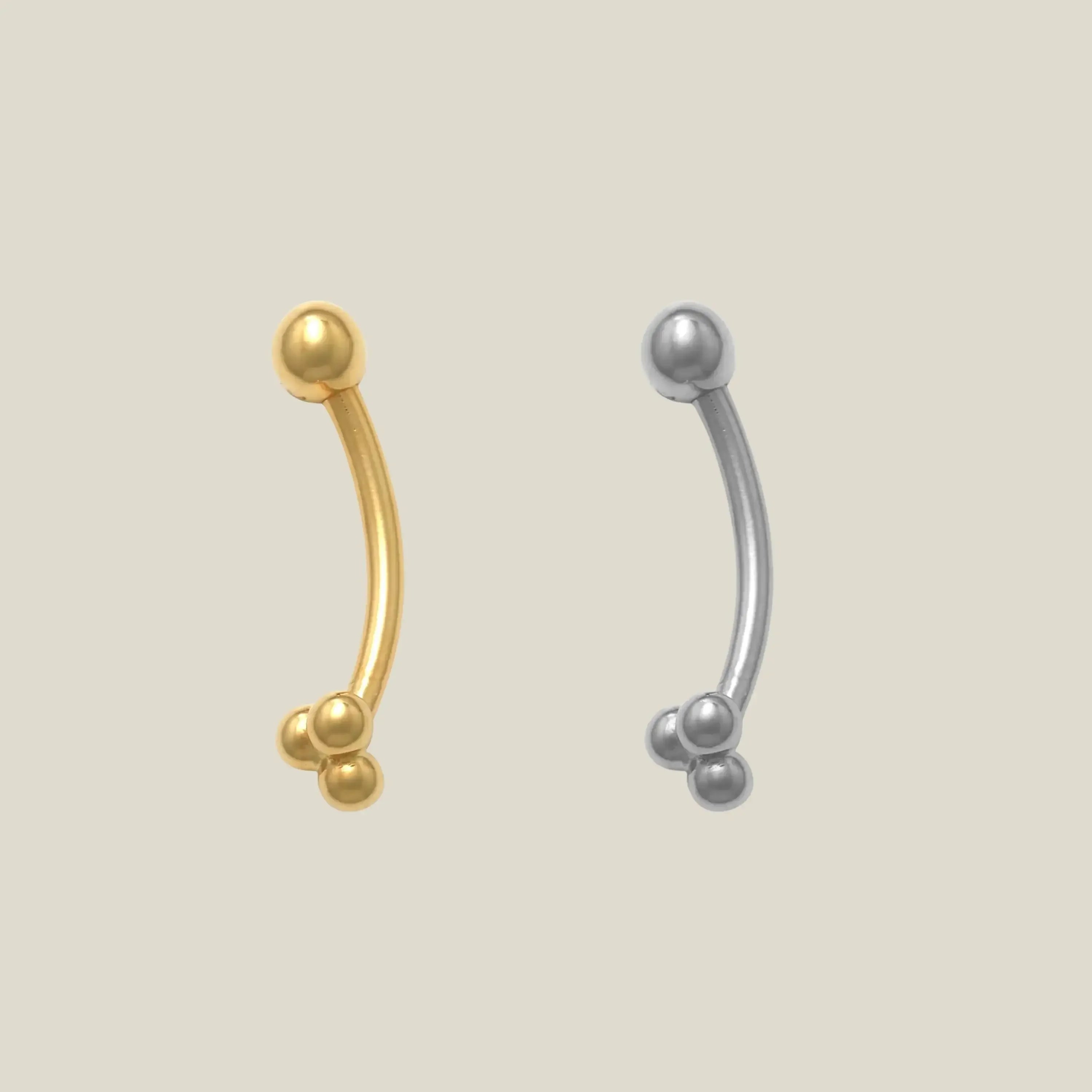 14K Solid Gold Trinity Floral Curved Barbell – Anygolds