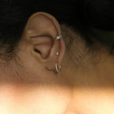14K Solid Gold CZ Hoop with Chain Double Stud Earring – Anygolds