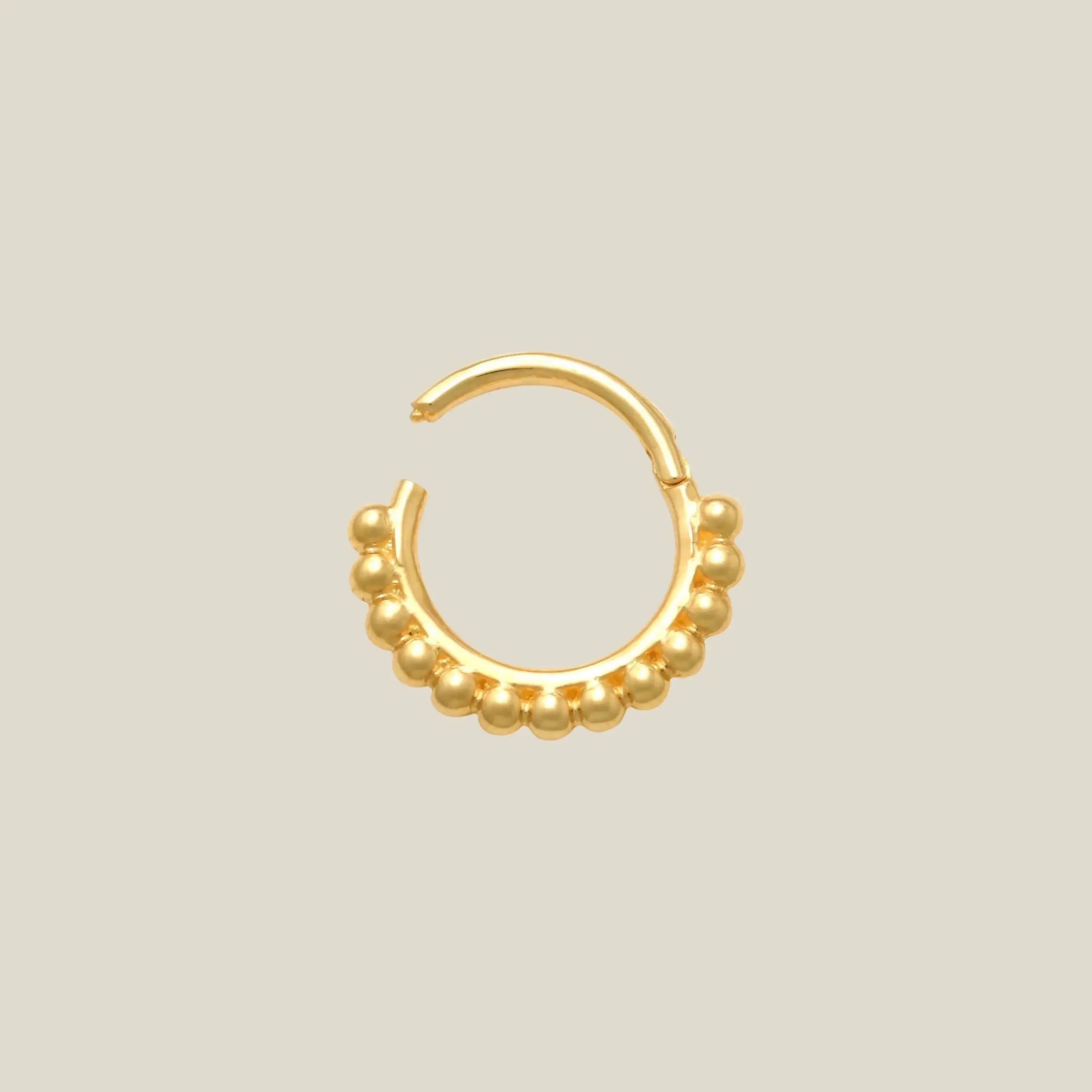 14K Solid Gold Bead Cluster Clicker Hoop – Anygolds