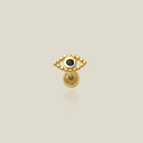 14K Solid Gold Sapphire Blue CZ Evil Eye Stud – Anygolds