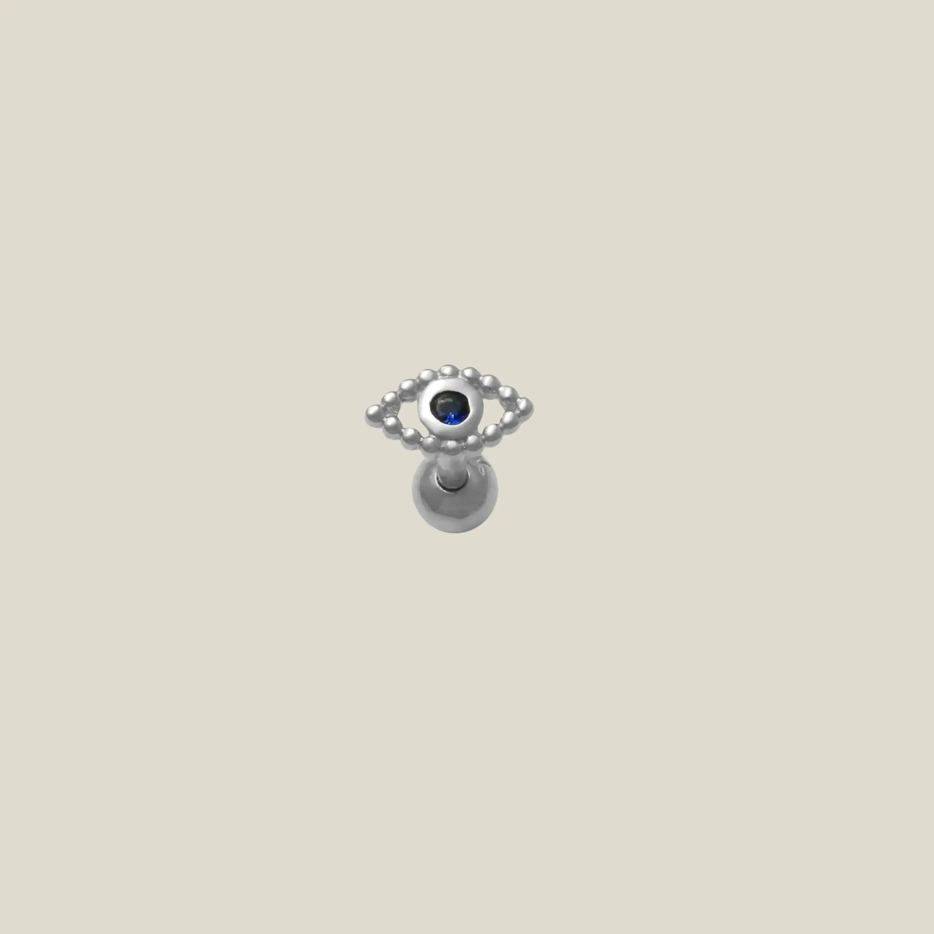 14K Solid Gold Sapphire Blue CZ Evil Eye Stud – Anygolds