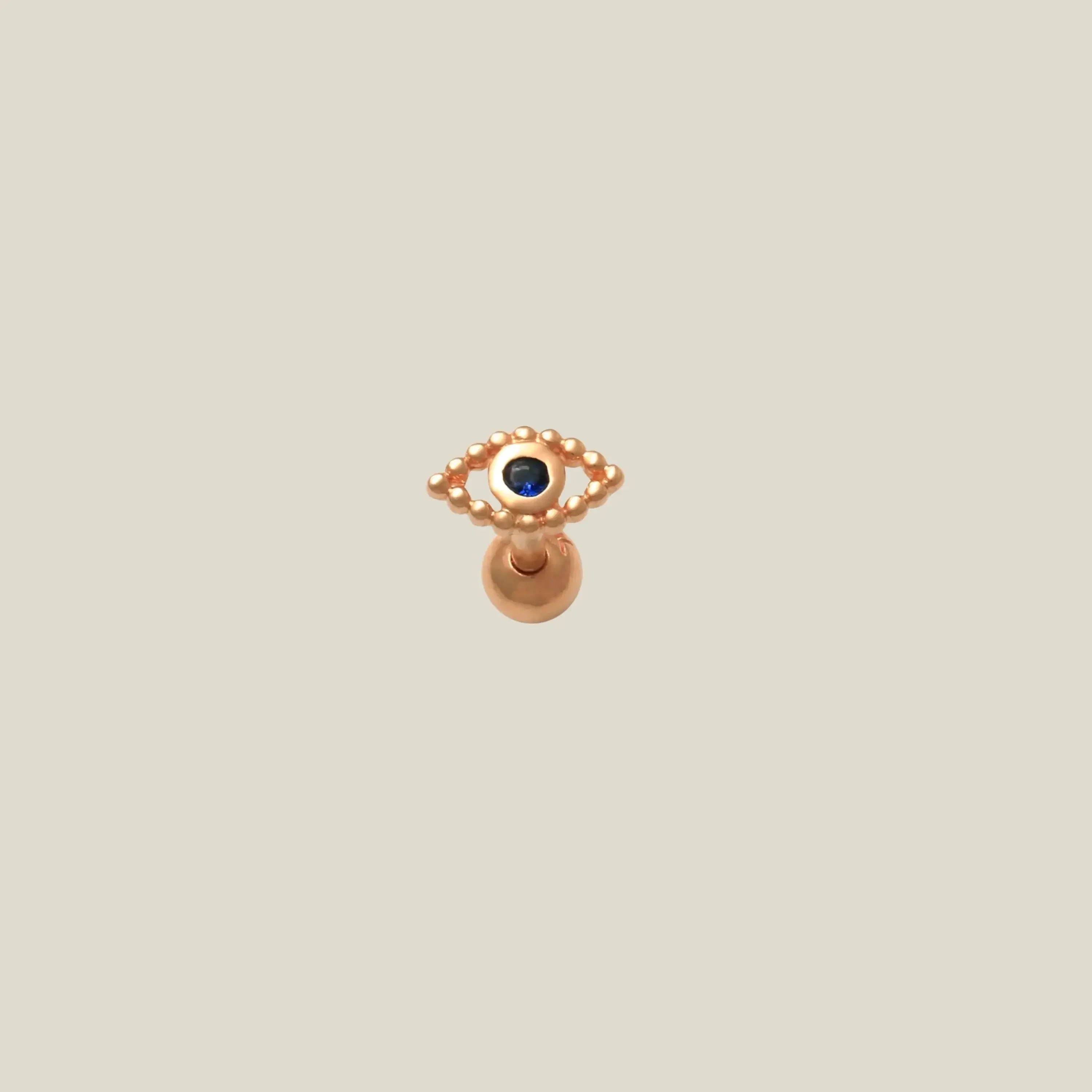 14K Solid Gold Sapphire Blue CZ Evil Eye Stud – Anygolds