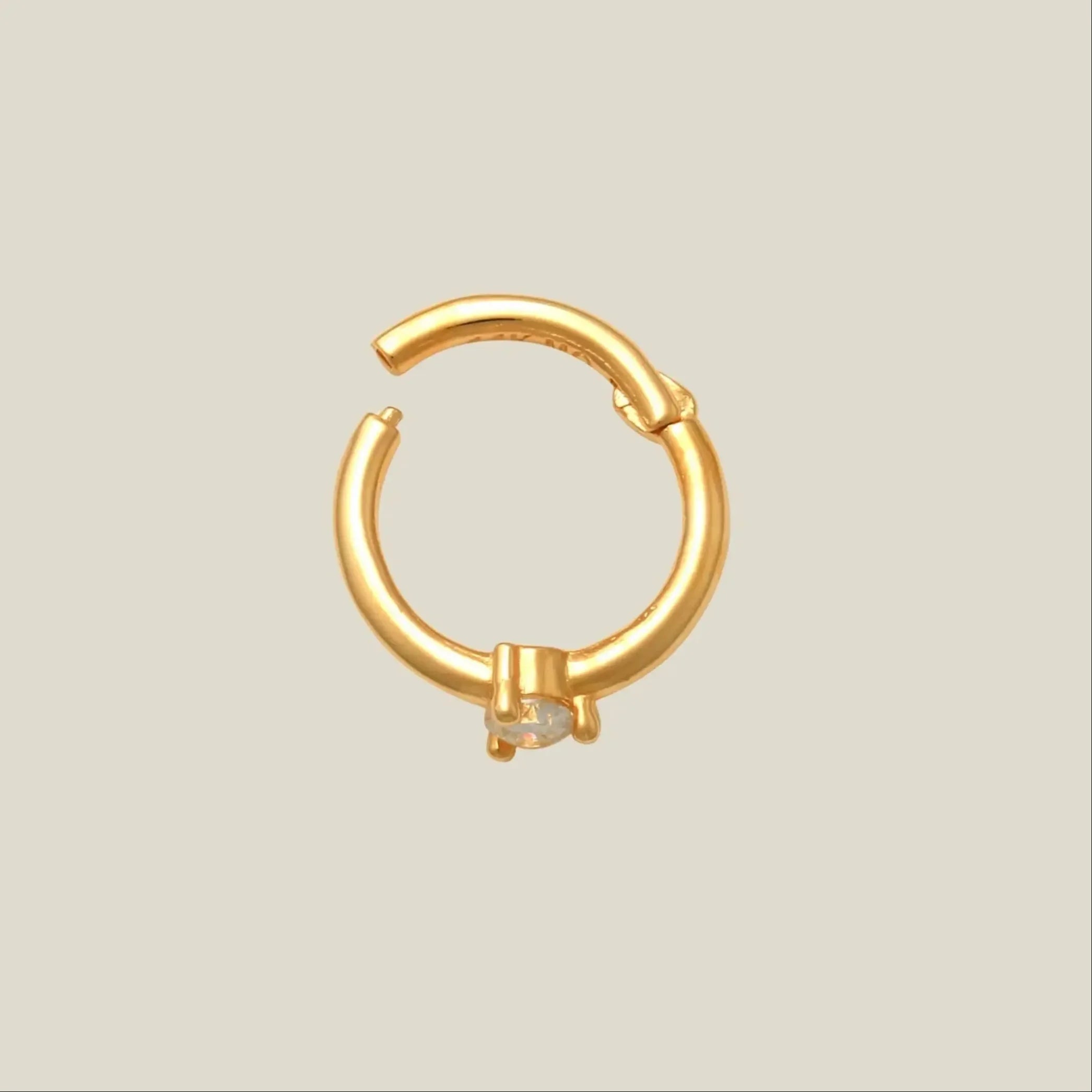 14K Solid Gold Single Diamond Clicker Hoop – Anygolds