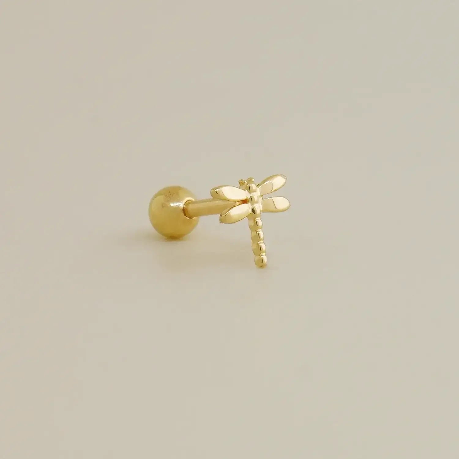 14K Solid Gold Mini Dragonfly Stud – Anygolds