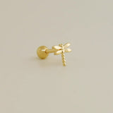 14K Solid Gold Mini Dragonfly Stud – Anygolds