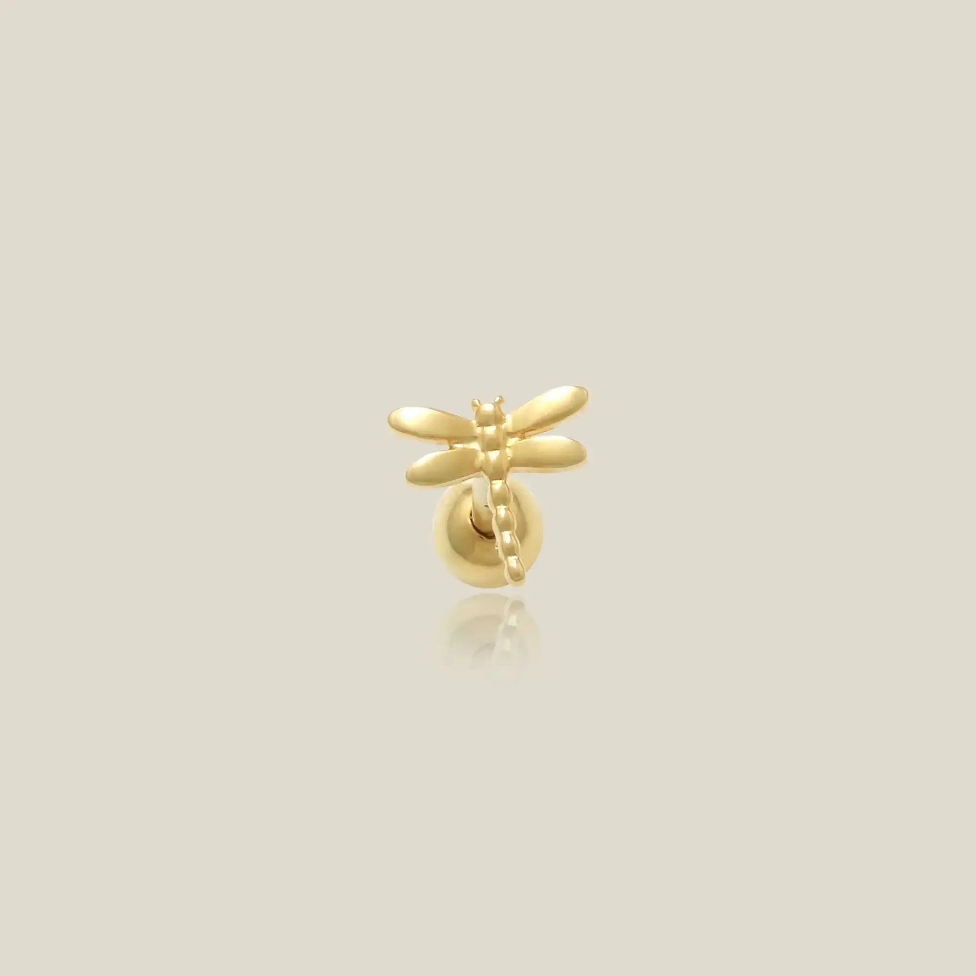 14K Solid Gold Mini Dragonfly Stud – Anygolds