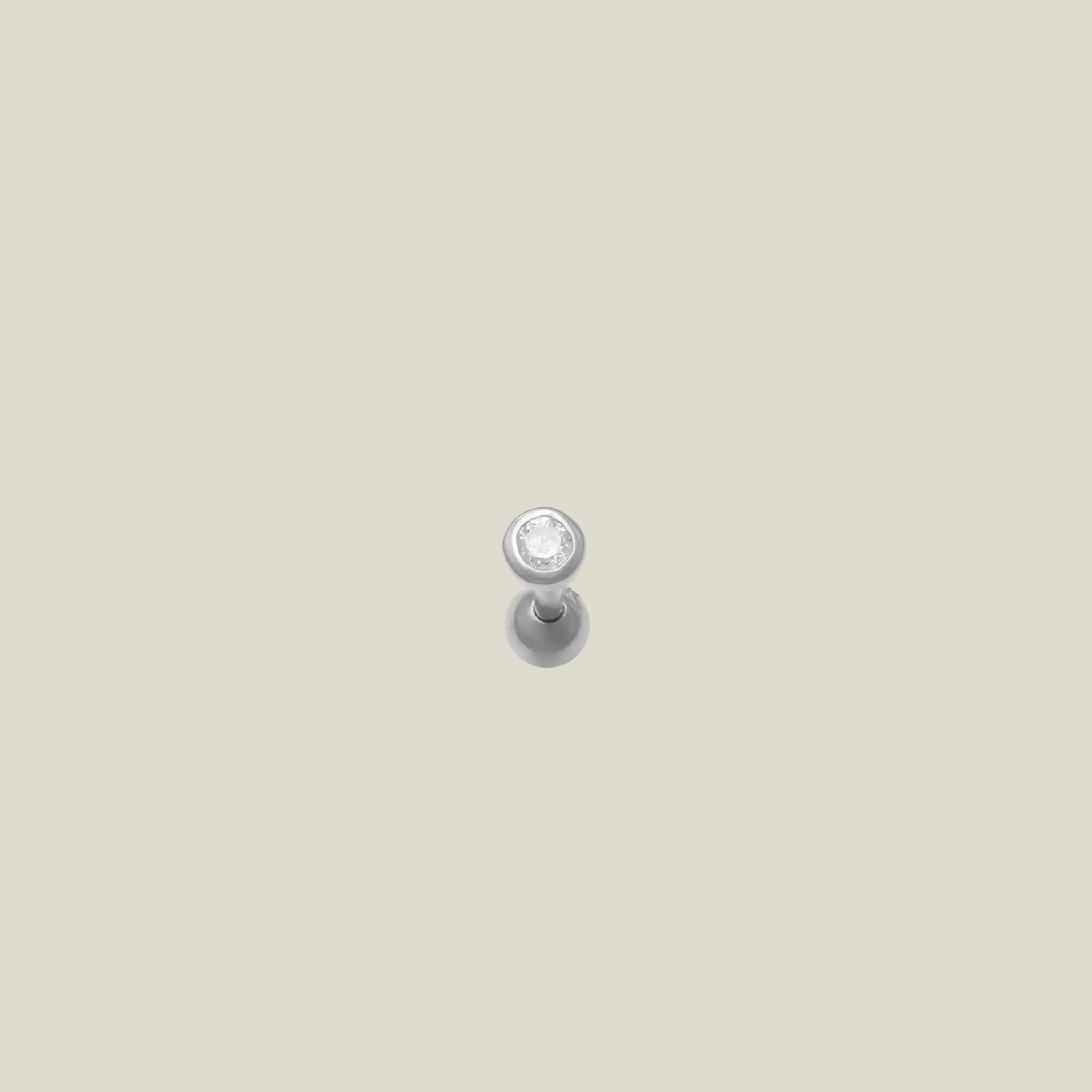 14K Solid Gold CZ Flat Round Stud – Anygolds
