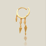 14K Solid Gold CZ Spike Dangle Hoop – Anygolds