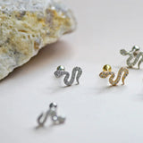 14K Solid Gold Eternity CZ Snake Stud – Anygolds