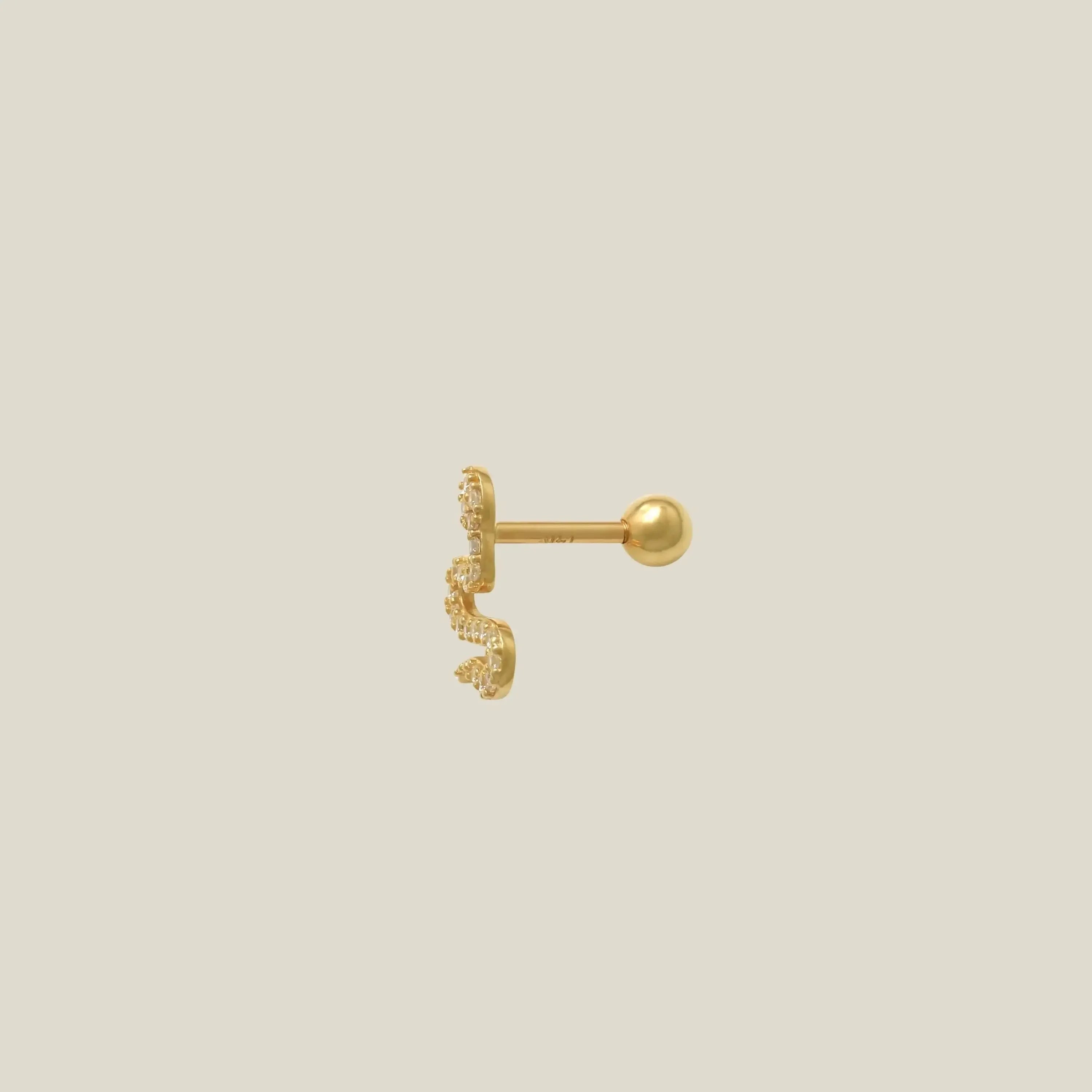 14K Solid Gold Eternity CZ Snake Stud – Anygolds
