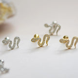 14K Solid Gold Eternity CZ Snake Stud – Anygolds