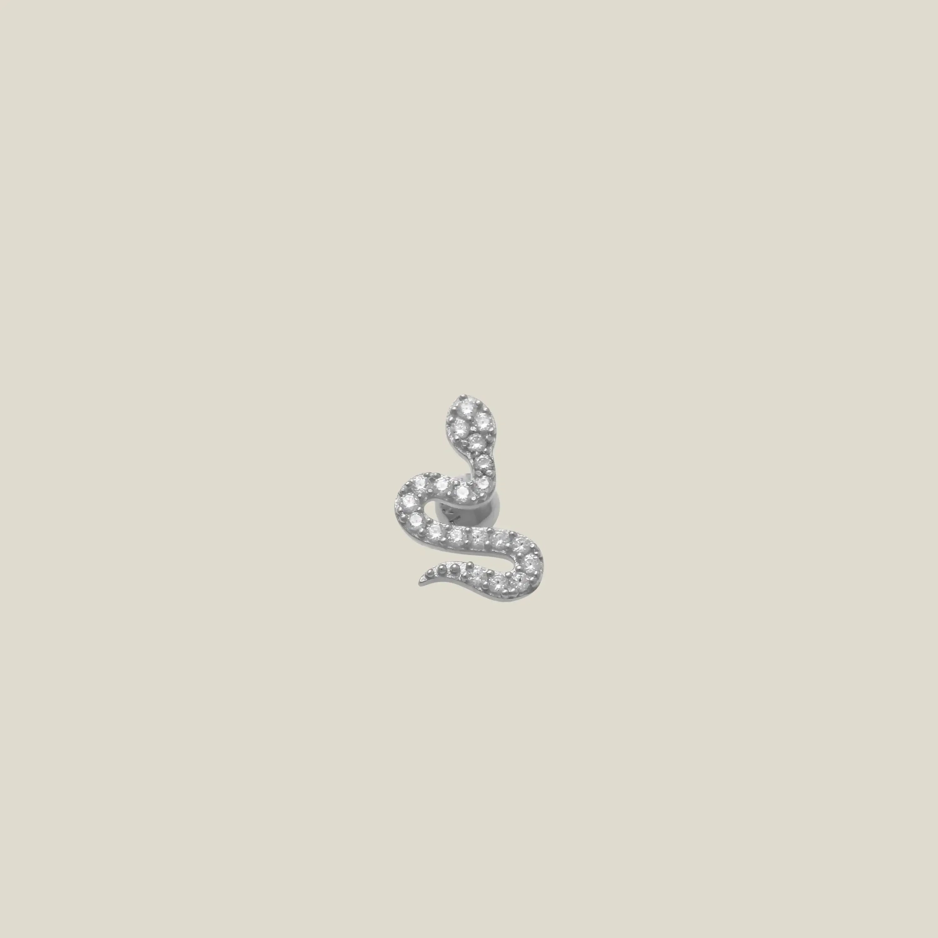 14K Solid Gold Eternity CZ Snake Stud – Anygolds