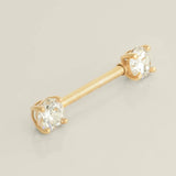 14K Solid Gold CZ Square Straight Barbell – Anygolds