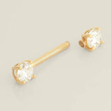 14K Solid Gold CZ Square Straight Barbell – Anygolds