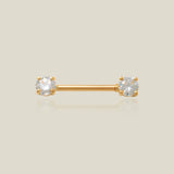14K Solid Gold CZ Square Straight Barbell – Anygolds