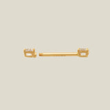 14K Solid Gold CZ Square Straight Barbell – Anygolds