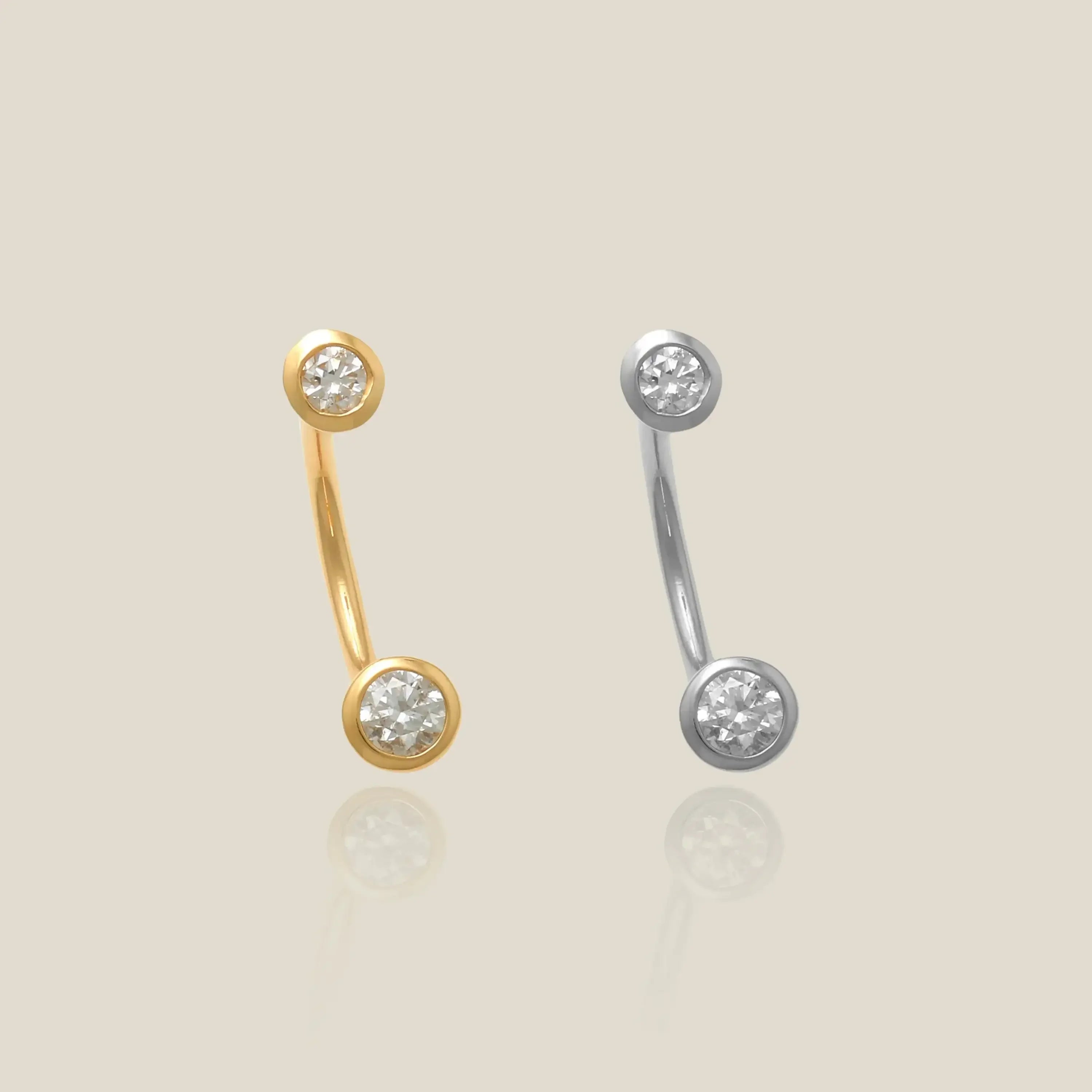 14K Solid Gold Bezel Diamond Horseshoe Hoop – Anygolds