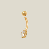 14K Solid Gold Heart Stone Curved Barbell – Anygolds
