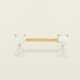 14K Solid Gold CZ Double Heart Straight Barbell – Anygolds
