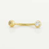 14K Solid Gold Double CZ Curved Barbell – Anygolds