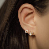 14K Solid Gold Pearl & Bow Stud Earrings – Anygolds