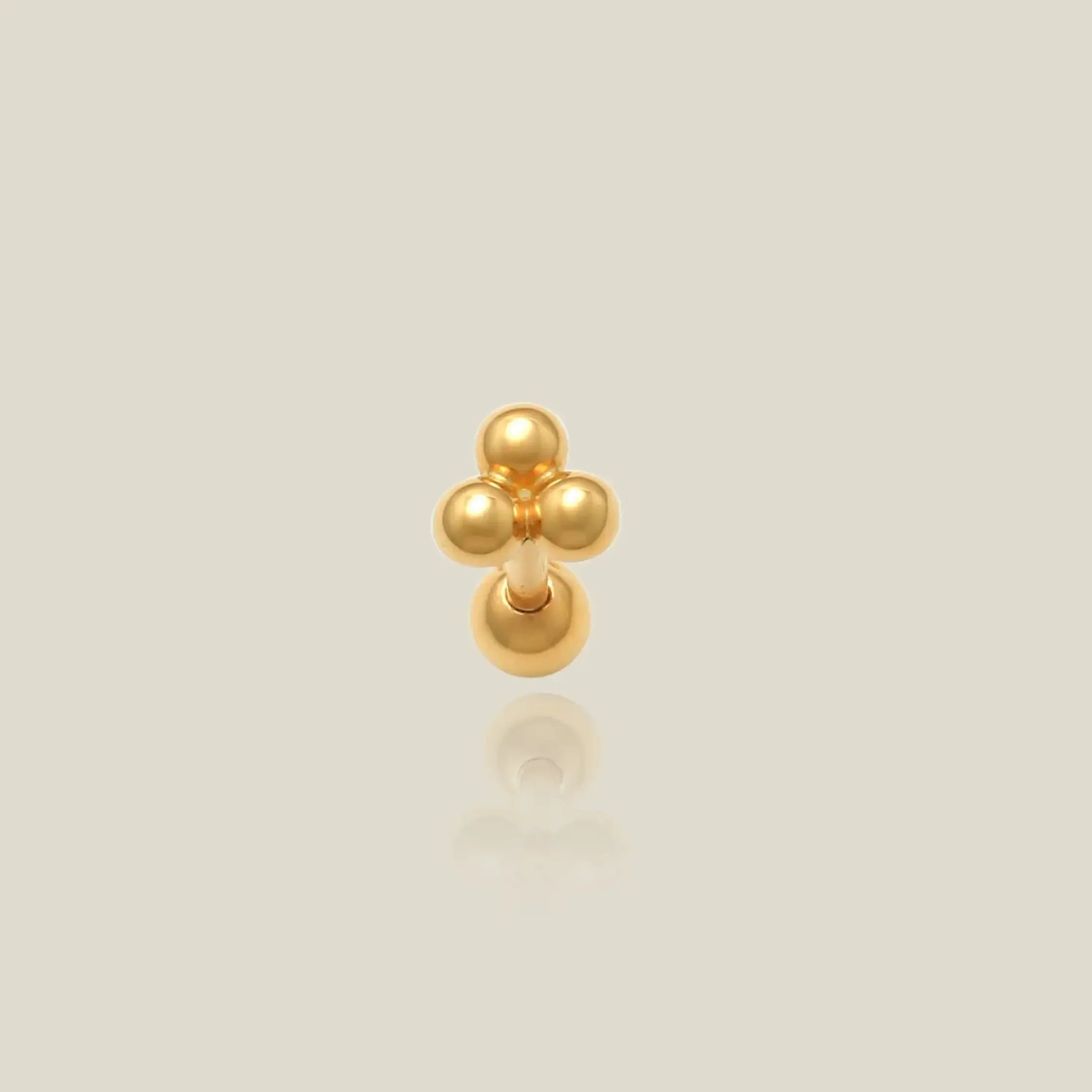 14K Solid Gold Trinity Ball Stud – Anygolds