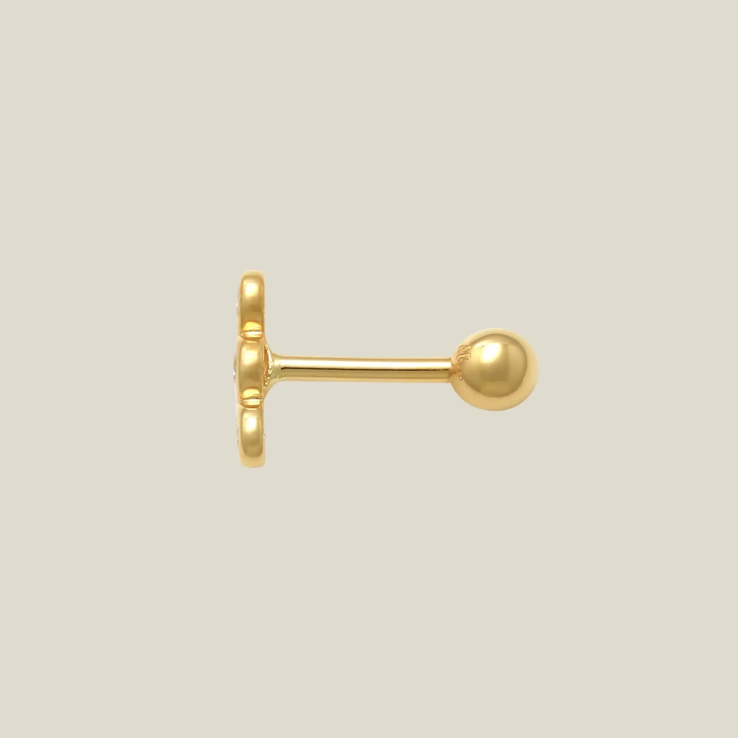 14K Solid Gold Round Trio Diamond Stud – Anygolds