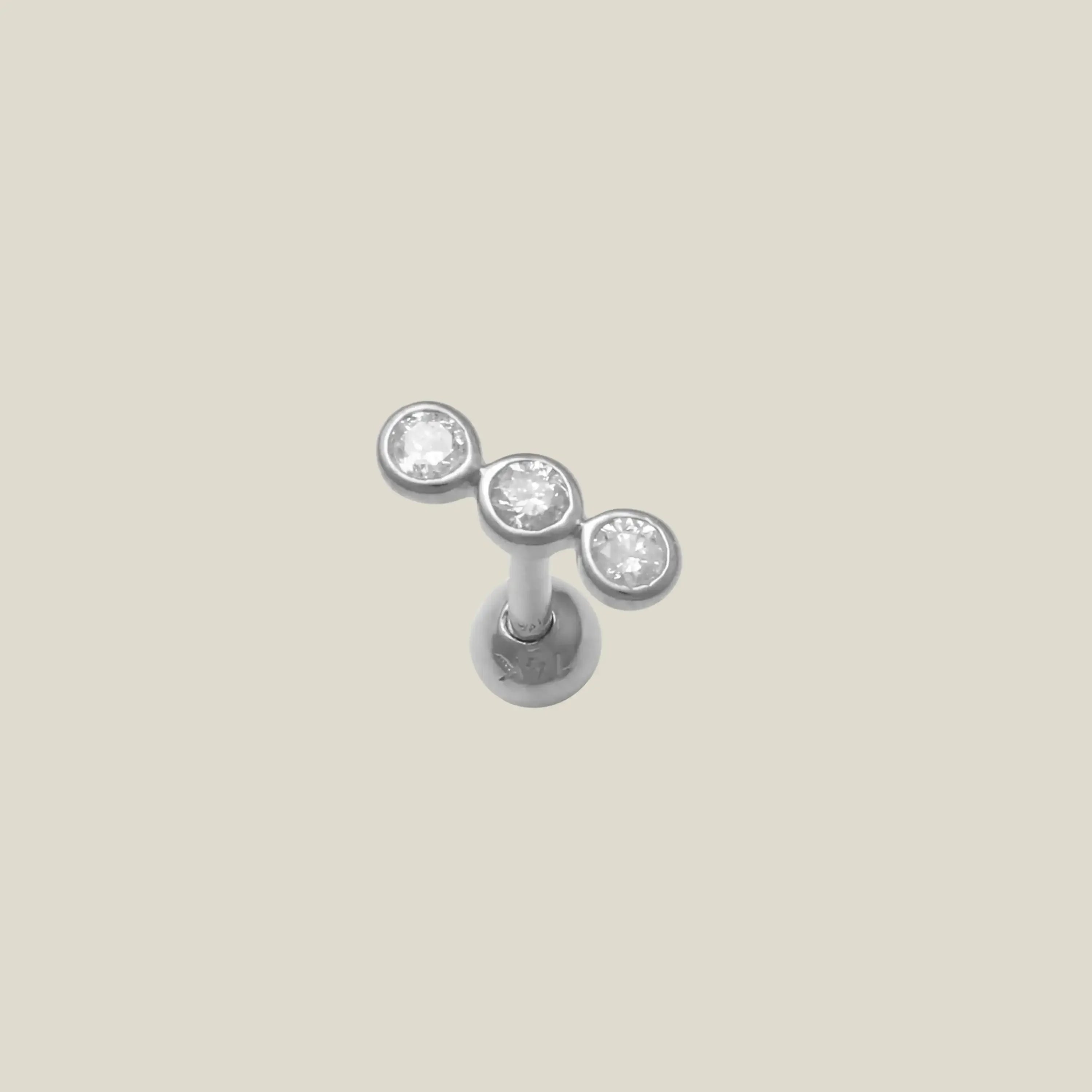 14K Solid Gold Round Trio Diamond Stud – Anygolds