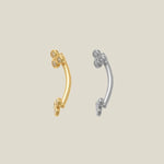 14K Solid Gold Diamond Trinity Floral Curved Barbell – Anygolds