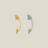14K Solid Gold Diamond Trinity Floral Curved Barbell – Anygolds