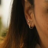 14K Solid Gold Rope Sculpted Huggie Hoop Earrings – Anygolds