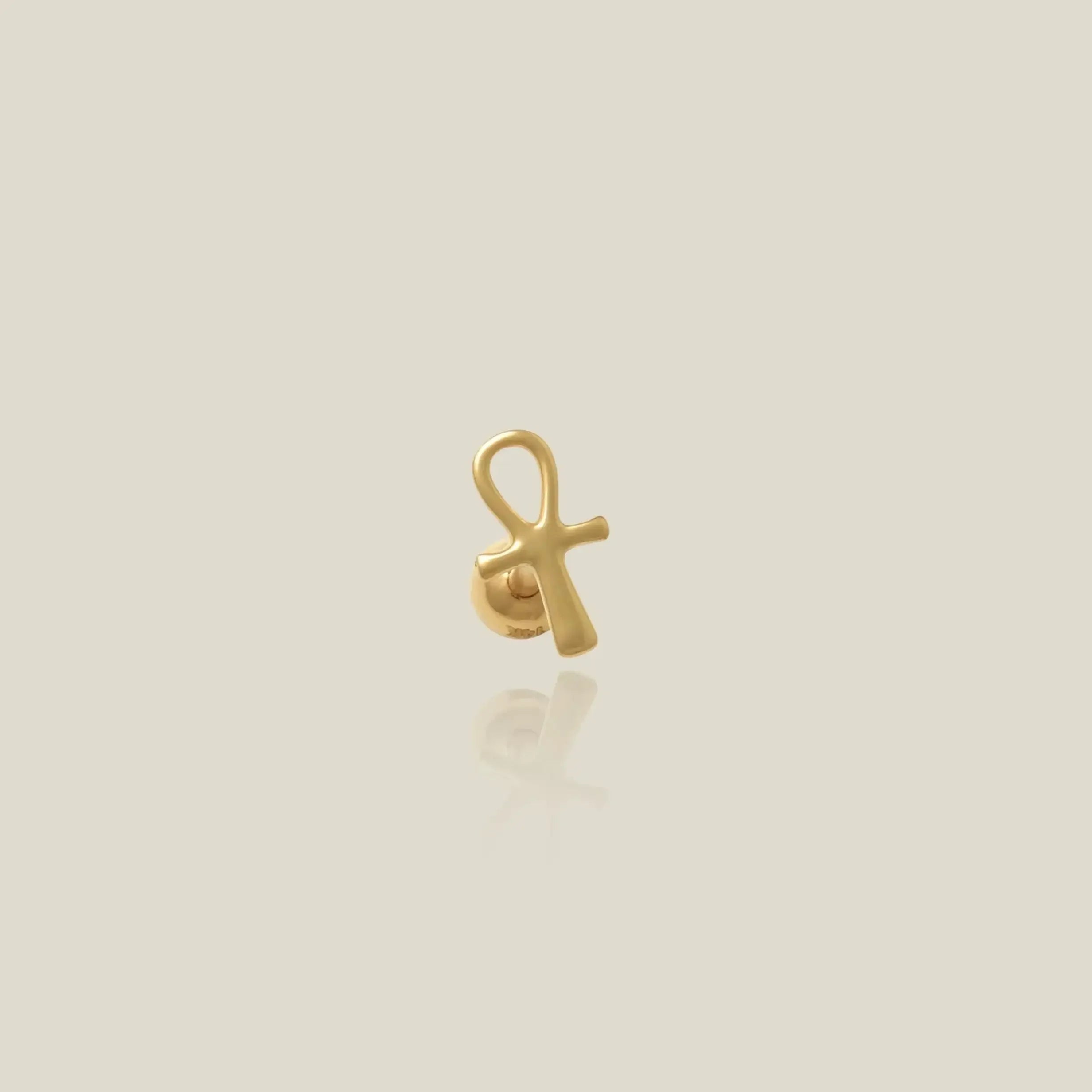 14K Solid Gold Mini Open Cross Stud – Anygolds