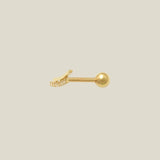 14K Solid Gold Curved CZ Bar Stud – Anygolds