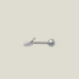 14K Solid Gold Curved CZ Bar Stud – Anygolds