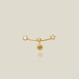 14K Solid Gold Diamond Celestial Curved Bar Stud – Anygolds