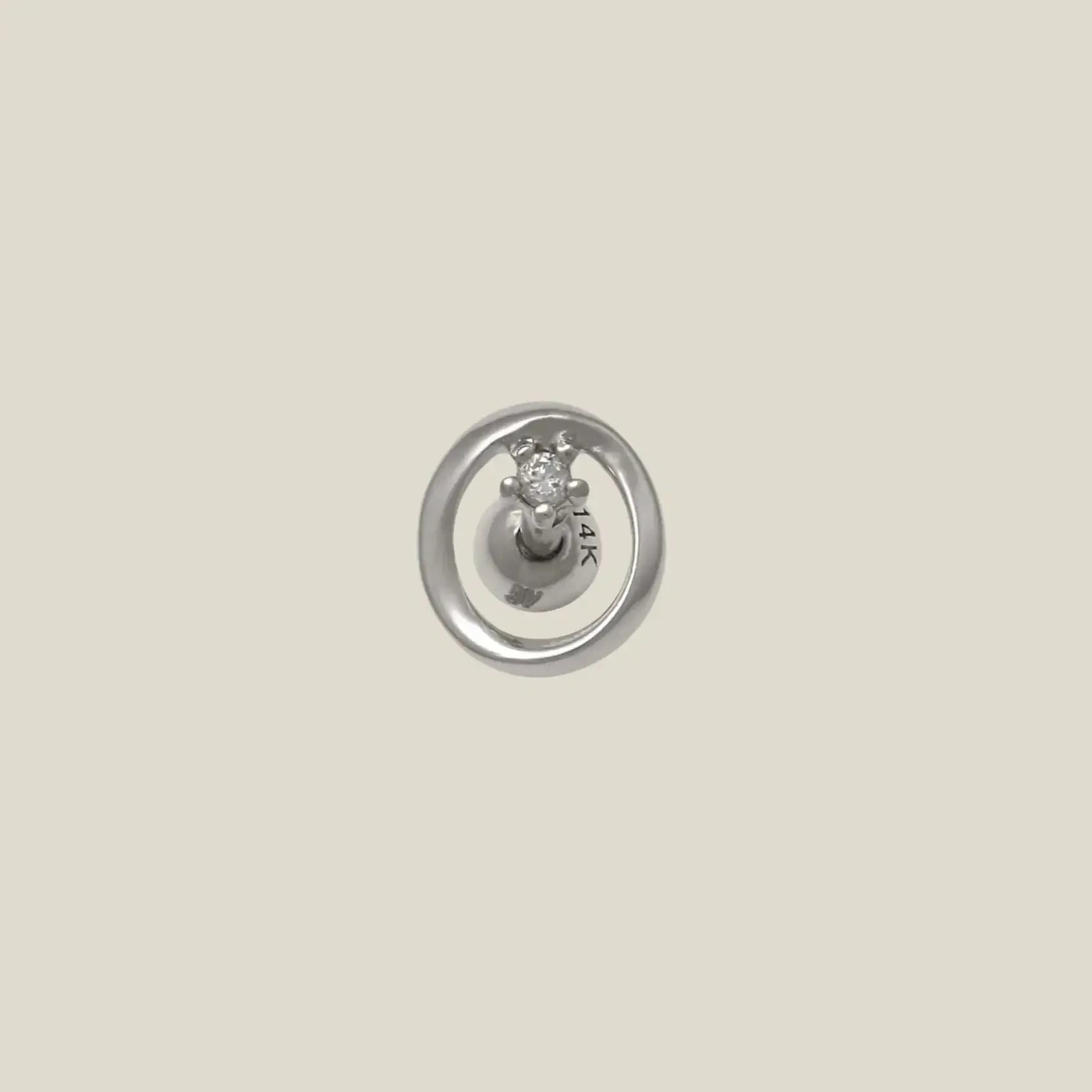 14K Solid Gold Diamond Star Circle Stud – Anygolds