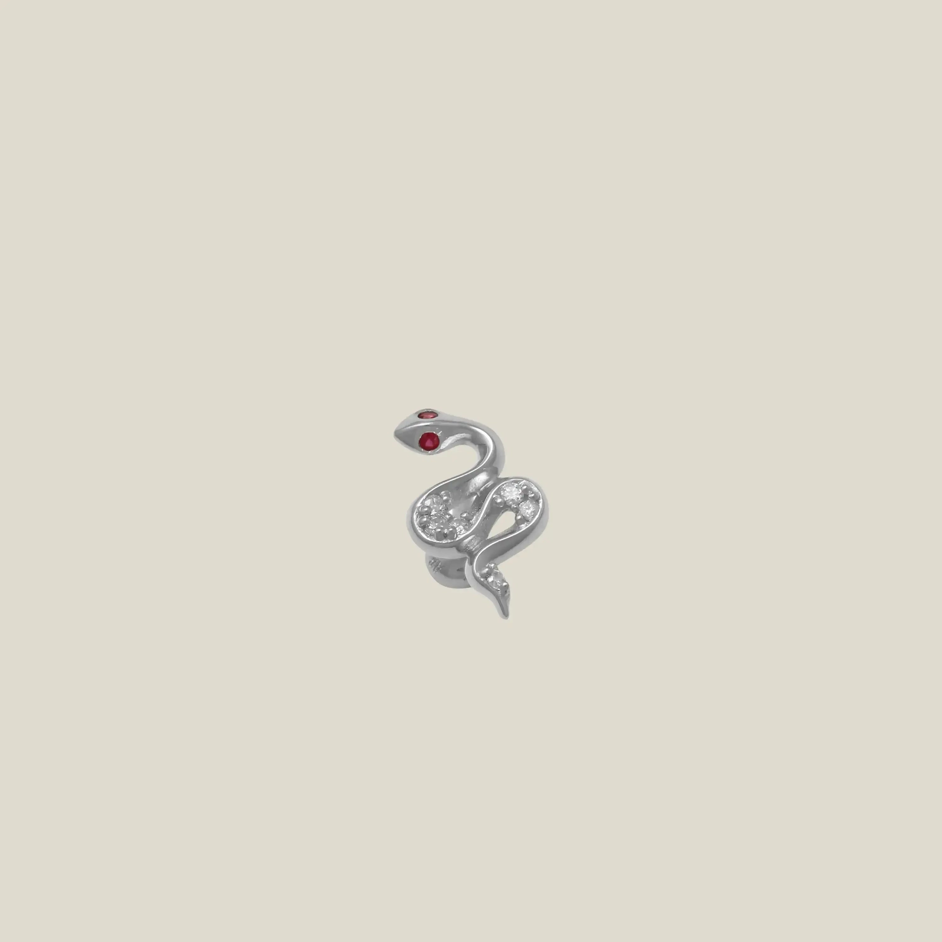 14K Solid Gold Diamond & Ruby Snake Stud – Anygolds