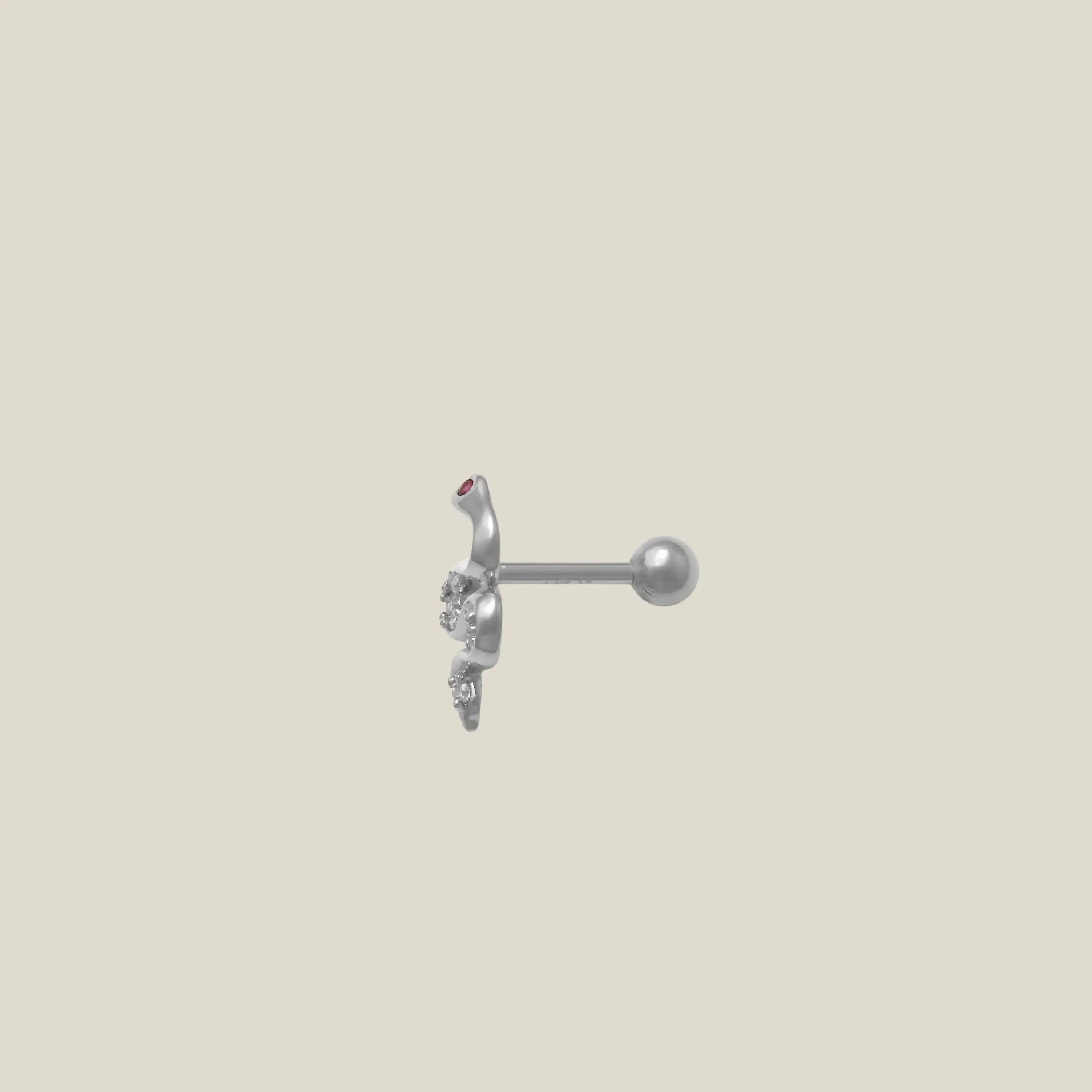 14K Solid Gold Diamond & Ruby Snake Stud – Anygolds