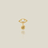 14K Solid Gold Beaded Diamond Evil Eye Stud – Anygolds