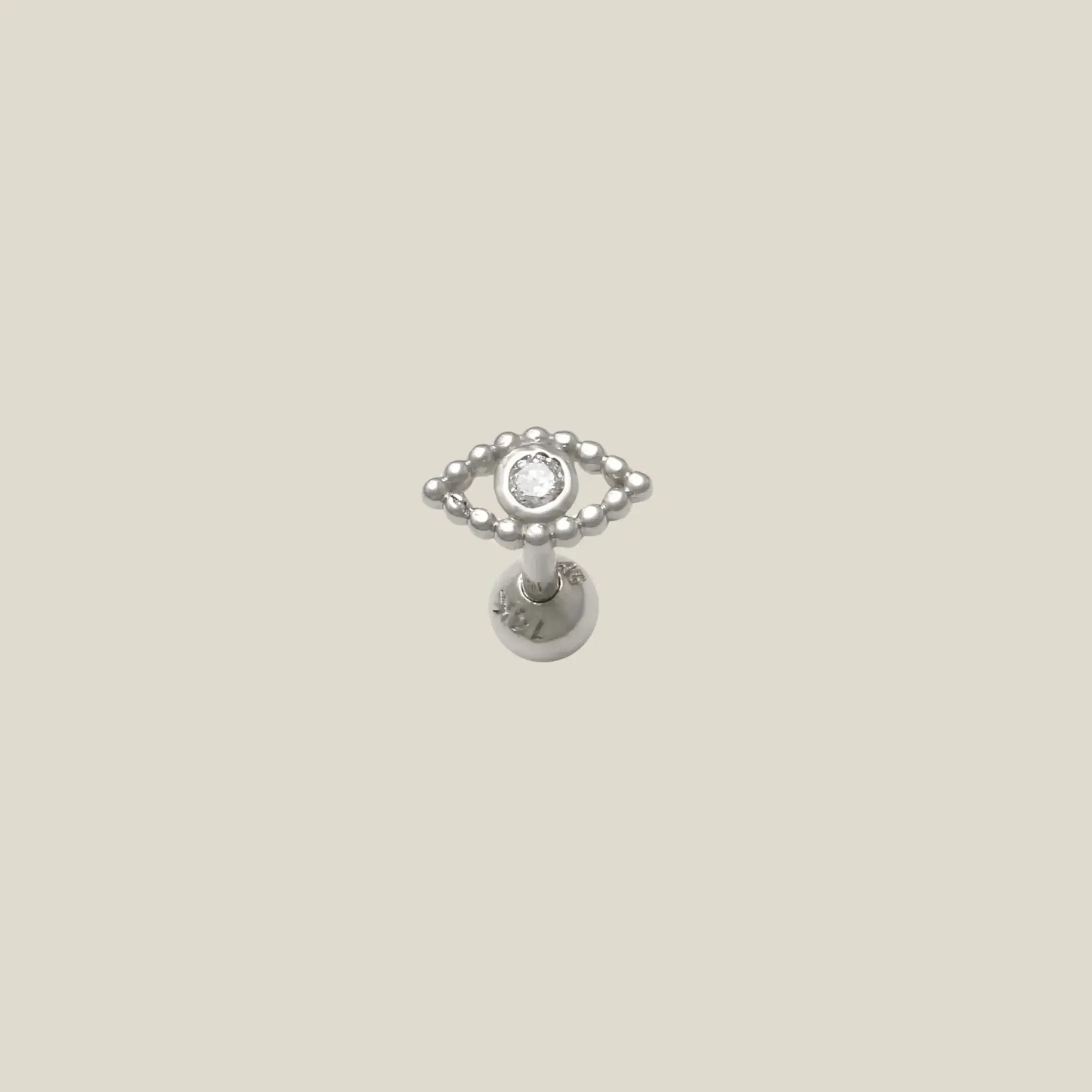 14K Solid Gold Beaded Diamond Evil Eye Stud – Anygolds