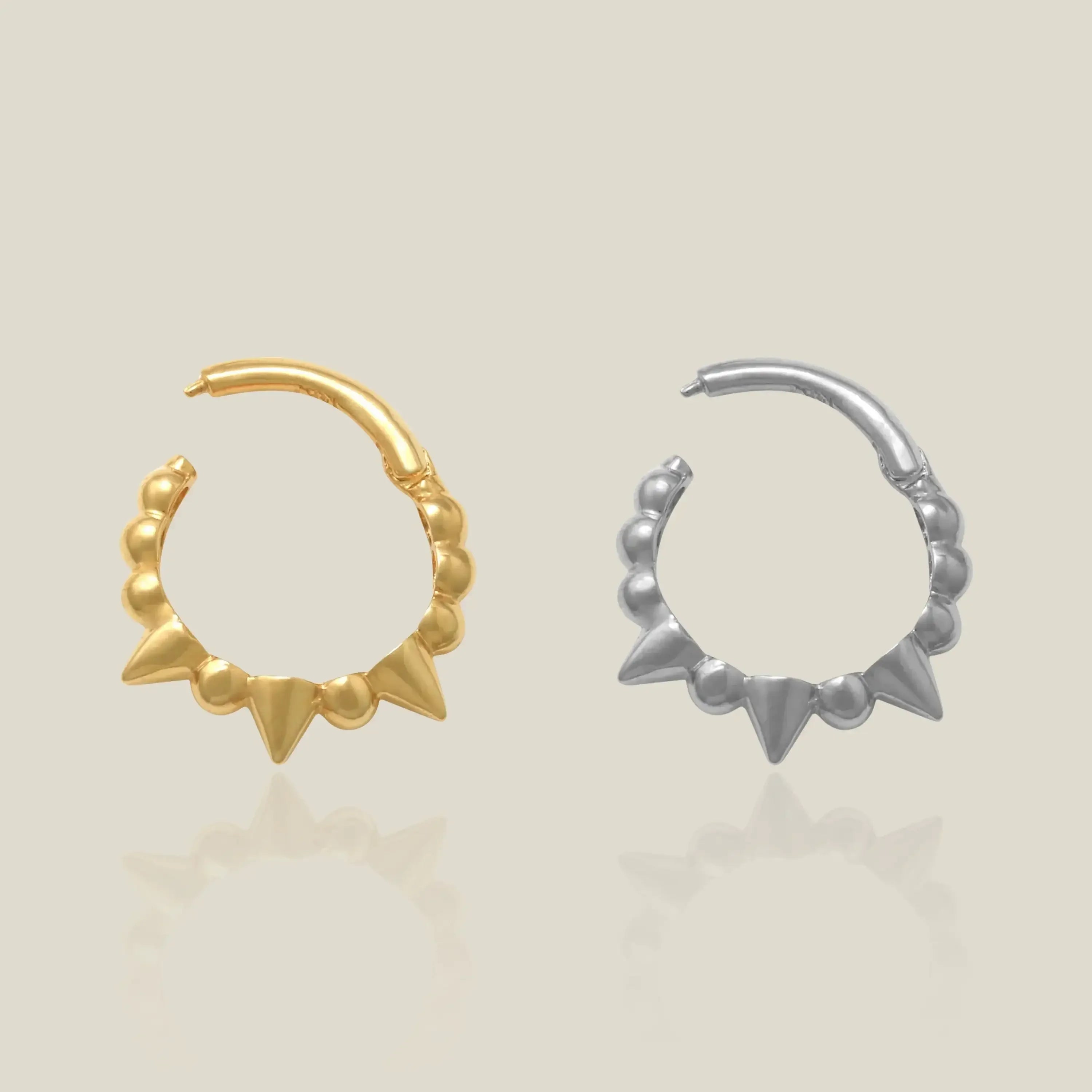 14K Solid Gold Mixed Spike Hoop – Anygolds